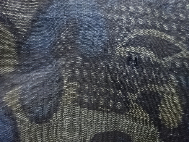  アンティーク　本場宮古上布　荒波模様織出し着物(材料)